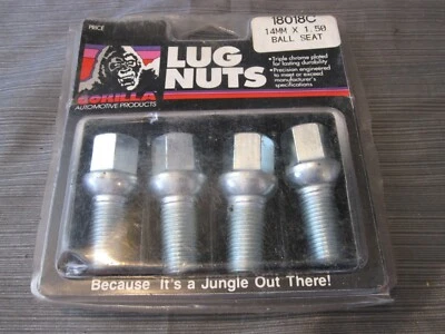 Gorilla 18018C 凸耳螺母 14 毫米 x 1.50 球座,镀铬 4 件套 - 全新 — 第 1/4 张图片