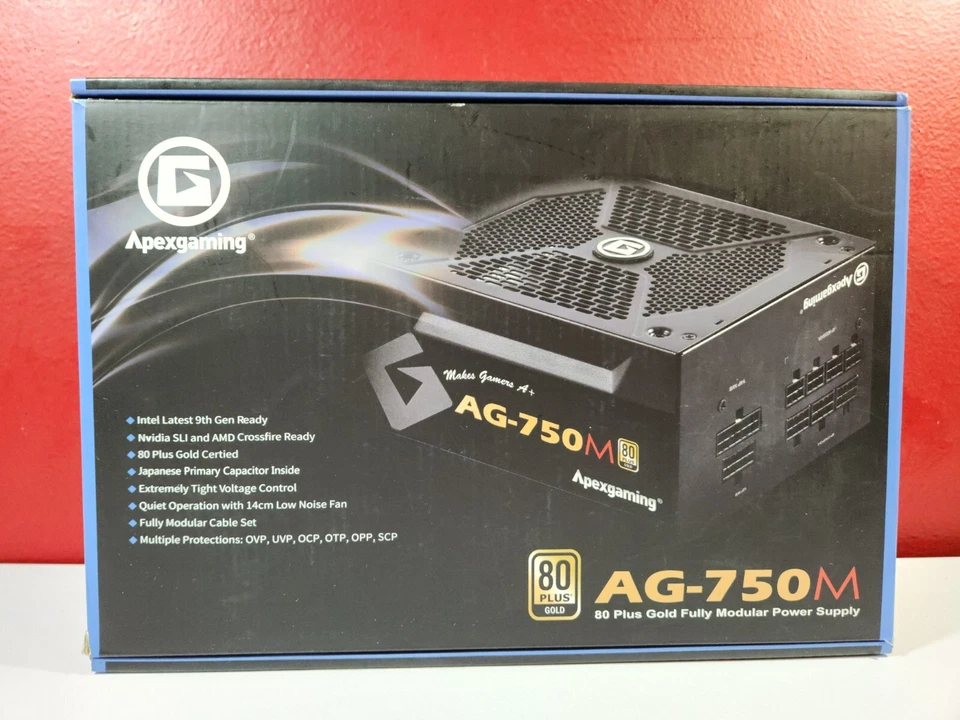APEXGAMING 750W 80+ GOLD Certified   FULL MODULAR   Gaming Power Supply AG-750M  - Image 1 of 2