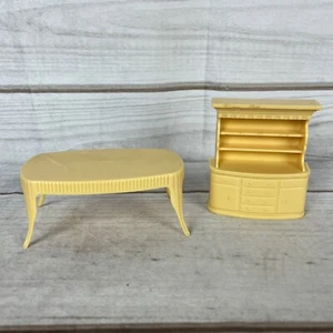 Vintage Lot TC Superior Dollhouse Furniture Plastic Cream Hutch Dining Table - Picture 1 of 9