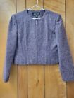 Vintage Linda Allard Ellen Tracy Womens Wool Purple Zipup Blazer Sweater Size 12