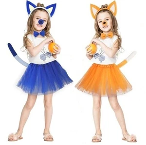 Book Week 5PCS Bluey Bingo Kids TUTU Bowtie Headband Tail Nose Costume Cosplay - Picture 1 of 11