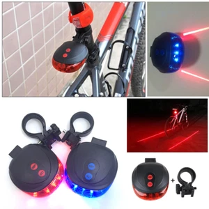 5 LED + 2 Laser Bike Bicycle Light Rear Tail Flashing Safety Warning Lamp Night - Picture 1 of 14