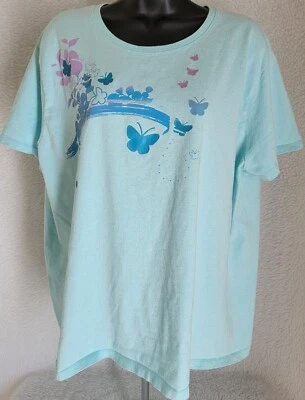 Hanes женская рубашка блузка размер XL X большой синий фиолетовый бабочка - Изображение 1 из 4