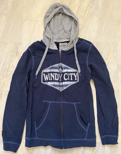 VETEMENTS Felpa con cappuccio e zip Salt Creek Apparel Donna M Windy City Chicago Blu Navy Grigio