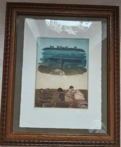 Bild mit Ente auf Büttenpapier gerahmt von Margit Ewert - Bild 1 von 3