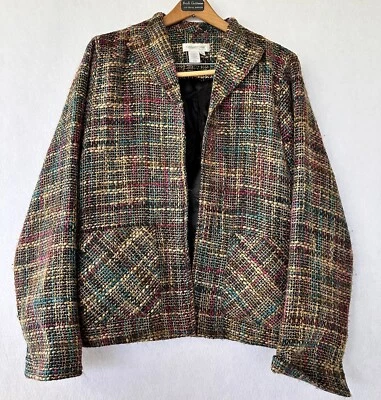 Blazer Coldwater Creek Chaqueta Tweed Colorida Oficina Dinero Antiguo Talla M Foto 1 de 3