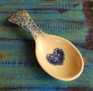 Pfaltzgraff American MAFA Blue Spongewear 8 1/2" Löffelablage mit Herz - Bild 1 von 8
