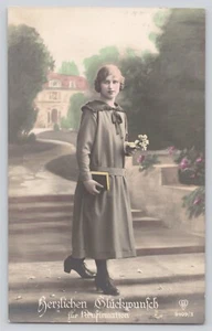 Postcard RPPC Confirmation Else Liesch, Villingen Hand Colored Vintage - Picture 1 of 2