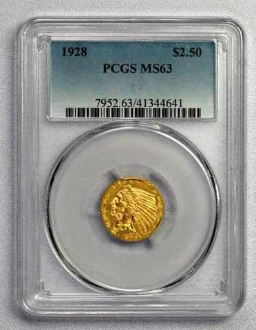 1928 $2 1/2 Gold Indian $2.5 MS63  PCGS graded  Free Shipping !!! Cover