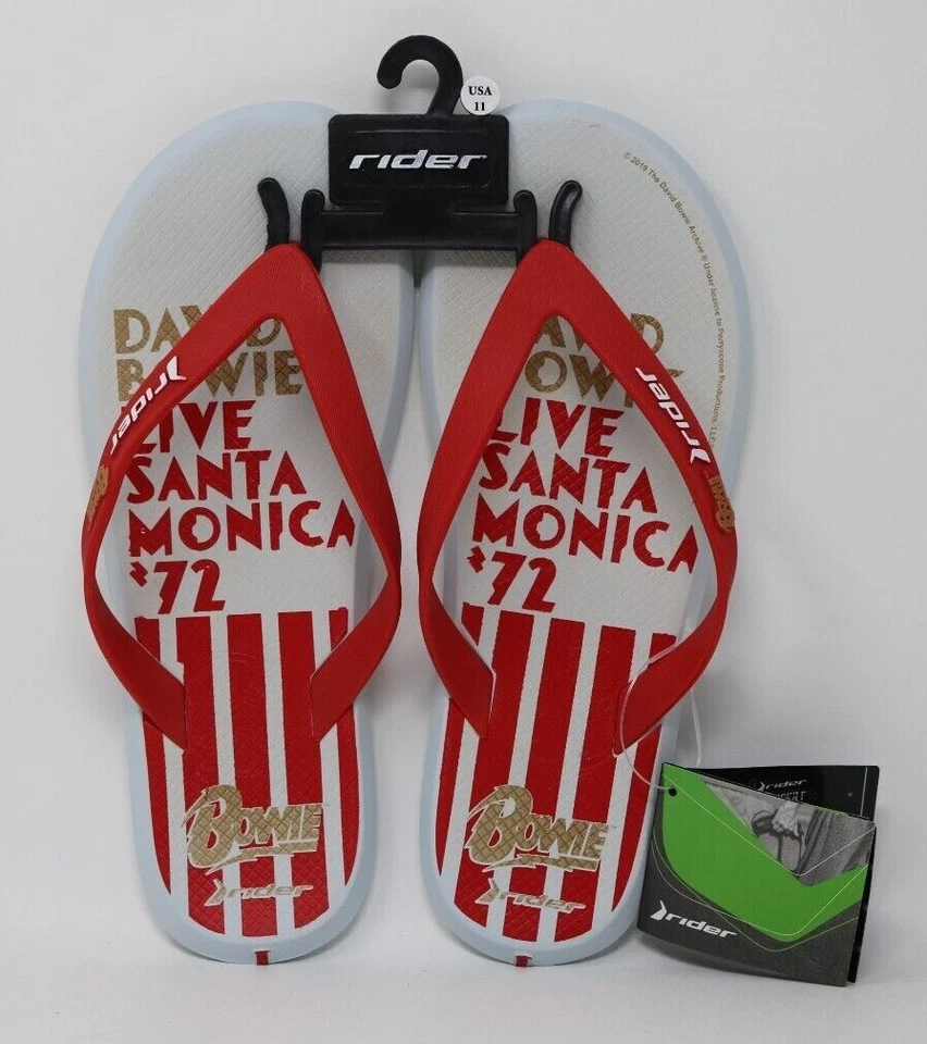 Sandálias DAVID BOWIE Rider Grendene concertos collab chinelos tamanho 10 EUA HTF - Imagem 1 de 4