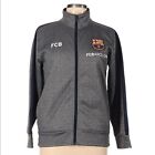 FCB Barcelona Football Soccer Warm Up Full Zip Grey Track Jacket Ladies Large