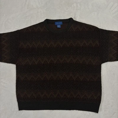 Vintage Towncraft Sweater Striped Brown Red Geometric 100% Acrylic Size XXL/2XL - Image 1 of 4