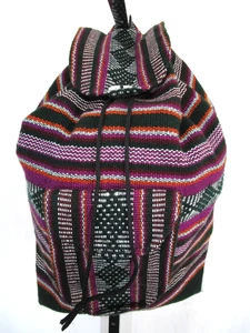 Handgefertigter lila, grün gewebter Baja mexikanischer Serape Decke Stoff Rucksack - Bild 1 von 10