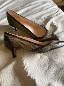 J. Crew Sophia Spectator Pumps In Glen Plaid Leather 10 Academia Preppy NEW - Picture 1 of 8