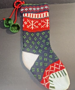 WONDERSHOP Target FAIR ISLE KNIT WEIHNACHTSSTRUMPF 18" marineblau grün rot - Bild 1 von 6