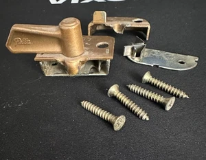 Vintage / Obsolete Pella Double Hung Window Lock Bronze Original Pella W/ Strike - Picture 1 of 2