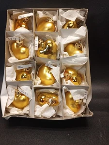 Set 12 Pezzi Vetro Mercurio Oro Forma Cuore Ornamenti Natalizi Germania Ovest - Foto 1 di 8