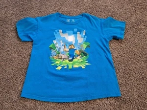 T-shirt grafica Mojang Jinx Minecraft ragazzo taglia M 10-12 blu turchese - Foto 1 di 9