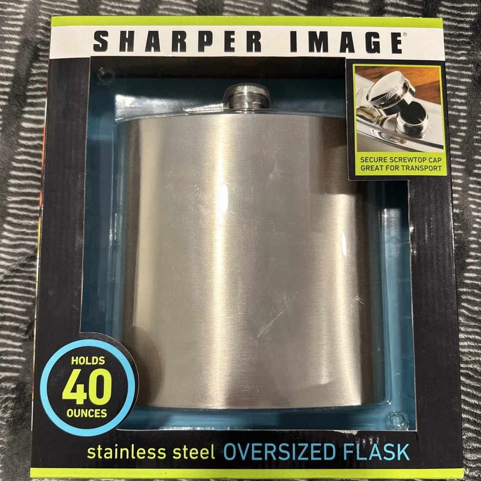 Sharper Image Stainless Steel Oversized Flask Holds 40 Ounces