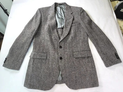 Jaqueta Herringbone HARRIS TWEED 44L masculina cinza lã escocesa casaco esportivo blazer - Imagem 1 de 4