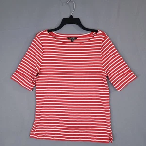 Top Lauren Ralph Lauren para mujer rojo blanco a rayas XL algodón elástico - Imagen 1 de 8