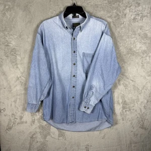 Vtg Chaps Ralph Lauren Men's Denim Shirt 16 1/2 Adult Large Reg Light Wash - Picture 1 of 8