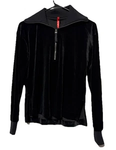 Sudadera Pullover Spanx Terciopelo Media Cremallera Para Mujer Talla Pequeña Negra Salón - Imagen 1 de 13
