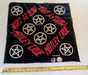 Vintage Motley Crue 1984 Black Bandana w/ 2 Pin Buttons True 80s Rock Hair Metal - Picture 1 of 8