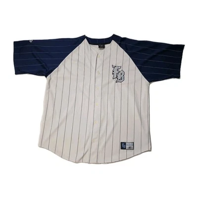 复古 90 年代 FUBU 细条纹棒球球衣 运动装 街头运动休闲 XXL — 第 1/4 张图片