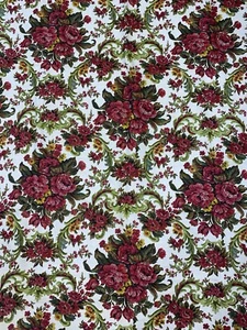Vintage Gabrielle Cie. British Union Linen Fabric 5 1/4 Yards Floral Mid Century - Picture 1 of 12