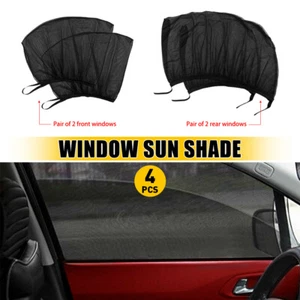 4PCS Universal Car Window Side Screen Sun Mesh Shade Cover Sunshade Visor Black - Picture 1 of 12