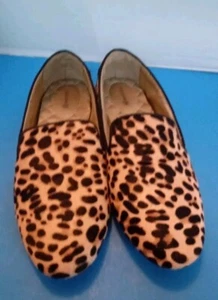 Birdies The Starling Flat Shoes Women Size 8.5 Cheetah Calf Hair Slipper Loafer - Picture 1 of 5