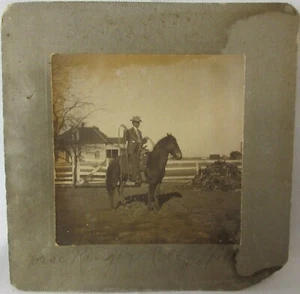 VTG Cabinet Card Photo Man on Horse With Lasso Historical B&W / Sepia RPPC RARE - Picture 1 of 5