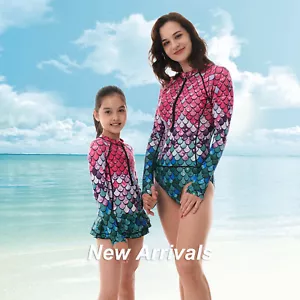 Women's Long Sleeved Sunscreen Swimsuit UV Resistant One-piece Swimsuit Adult - Picture 1 of 11