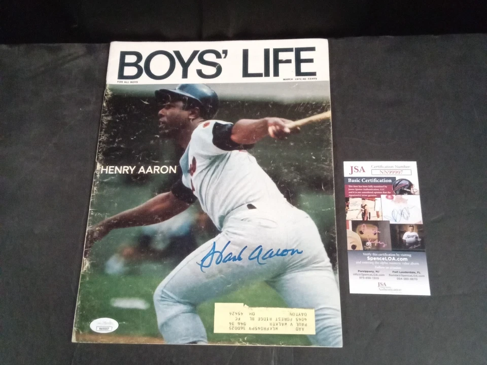 Hank Aaron Signed 1972 Boy’s Life Magazine Braves JSA - 1# - Image 1 of 4