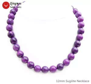 Moderno collar redondo de sugilita púrpura de 12 mm para mujer joyería fina 17"" nec6541 - Imagen 1 de 6