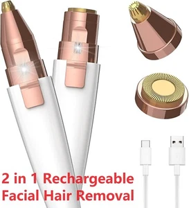 2in1 Facial Hair Removal Women Electric Remover Eyebrow Trimmer Shaver Epilators - Picture 1 of 12