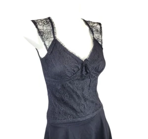 Almost Famous Y2K Witchy Cami Babydoll Fairy Top Womens M Black Bow Whimsigoth - Picture 1 of 12