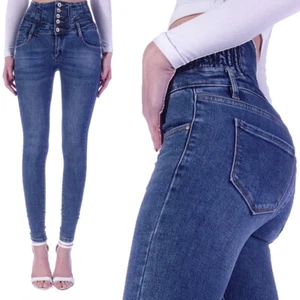 Damen Röhrenjeans High Waist Jeans Skinny Hose Hoch Bund Röhre Stretchhose D83 - Bild 1 von 5