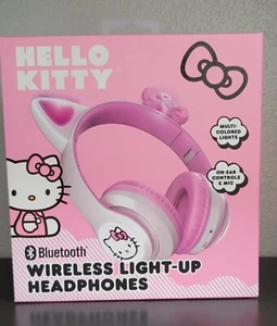 Hello Kitty Wireless Bluetooth Kopfhörer Light Up On Ear Mikrofon Katzenohren WEISS - Bild 1 von 4