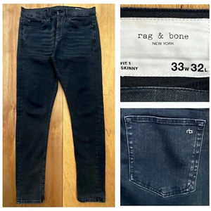 RAG & BONE FIT 1 SKINNY JEANS MEN’S sz 33W x 32L Dark Gray Stretch Denim - Picture 1 of 13