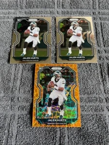 Jalen Hurts 2ea. Panini Prizm Base RC & 1ea. Panini Orange Laser Prizm RC - Picture 1 of 2