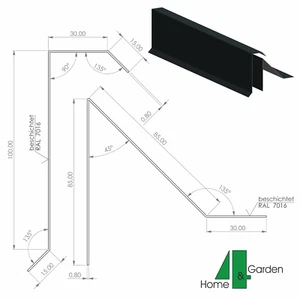 Flachdachblende Typ10 EPDM Winkelprofil Dachprofil für Dachfolie Anthrazit 200cm - Bild 1 von 4