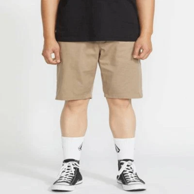 Volcom Size 33 Men's Frickin Modern Stretch Shorts Kahki Flat Front Chino Shorts - Image 1 of 4