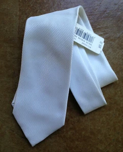 New Geoffrey Beene Men's Solid Stripe Core Polyester Neck Tie, White - Picture 1 of 1