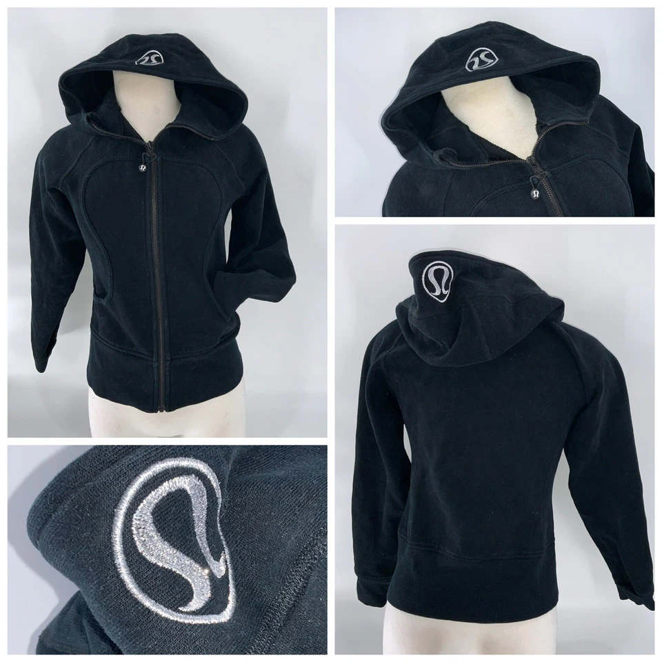 Chaqueta con Capucha Lululemon Cremallera Completa Para Mujer Talla 4 Negra Algodón Como Nueva YGI E2-461 Foto 1 de 4