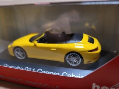 ZE515 HERPA 1/43 Porsche 911 Carrera Cabriolet Jaune  - Photo 1/4
