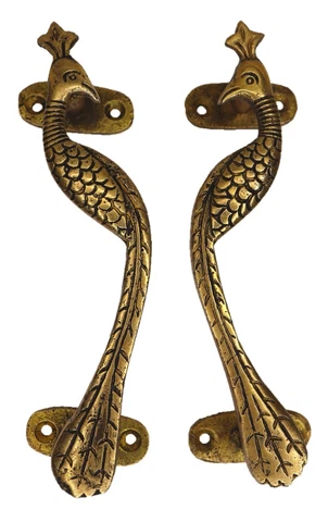 Peacock Shape Vintage Repro Handcrafted Brass Door Handle Pull Knobs Home Decor Cover