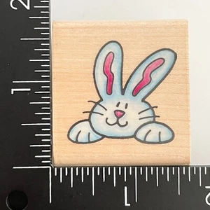 Gummistampede Hase Kaninchengesicht 754C Holz montiert Gummistempel - Bild 1 von 4