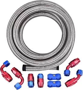 Kit de línea de combustible EVIL ENERGY 6AN, manguera de combustible de nailon trenzado AN6 CPE 10 PIES plateado - Imagen 1 de 5